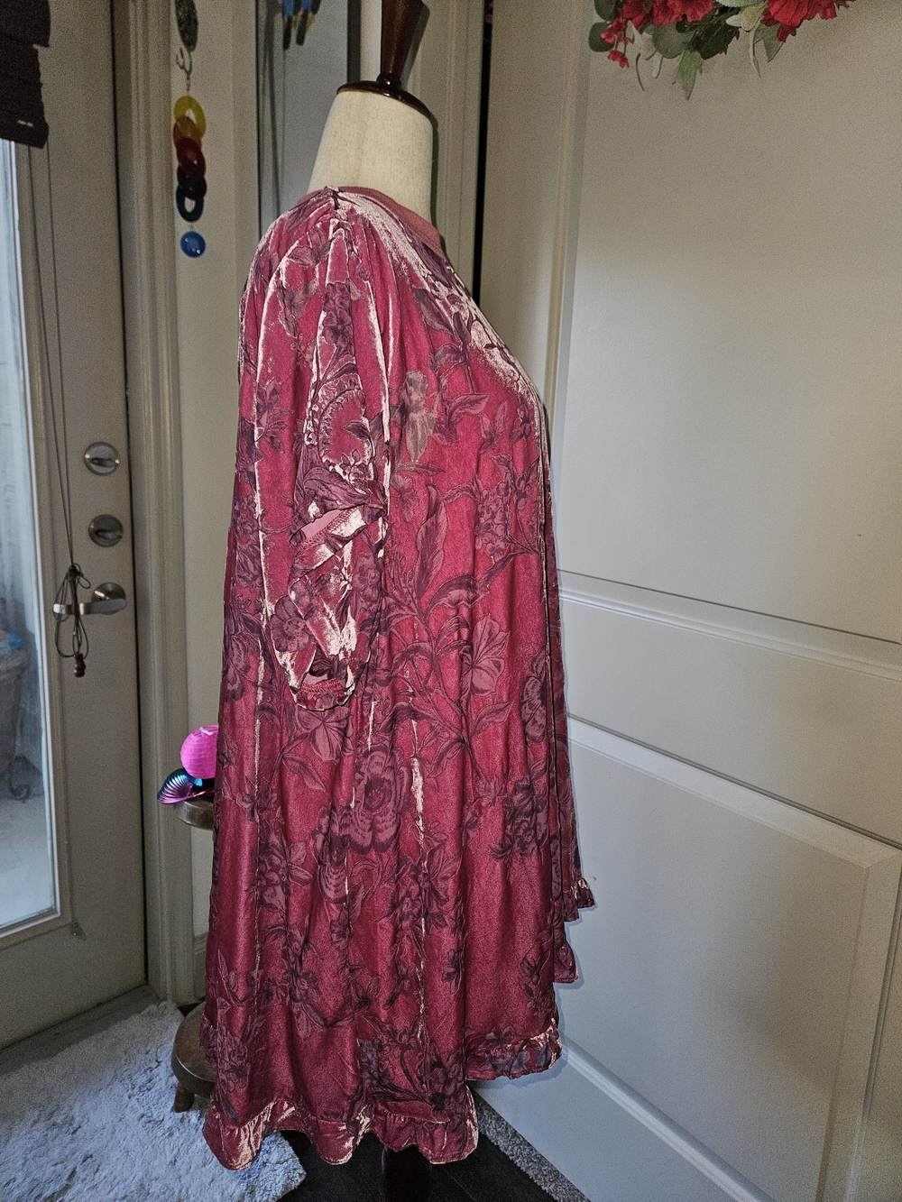 Free People Burnout Rose Velvet Floral Midi Dress - Picture 2 of 7